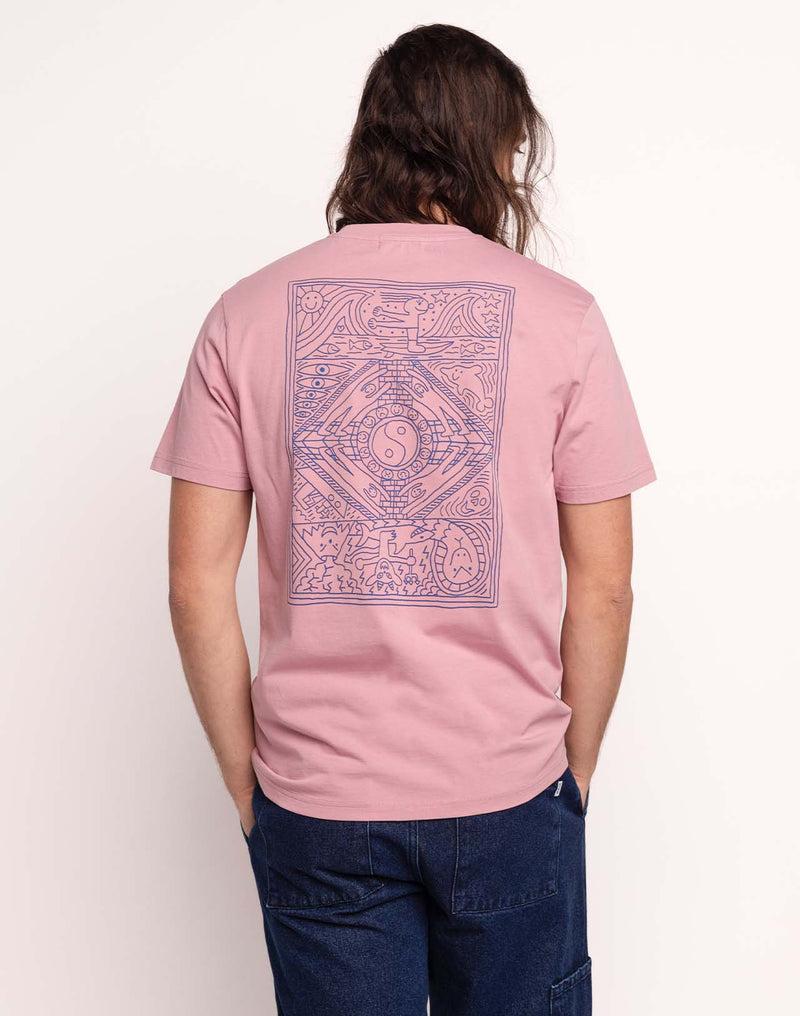 OLOW Taijitu T-Shirt in Rosa-Lila – Herren Rückansicht